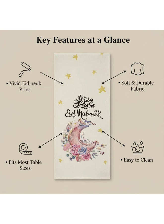 Bluejw Eid Mubarak Table Flag Table Runner Ramadan Kareem Table Decorations Star Moon Lantern Ramadan Decor Sets For  Dining Supply 13x72 Inch - Image 4
