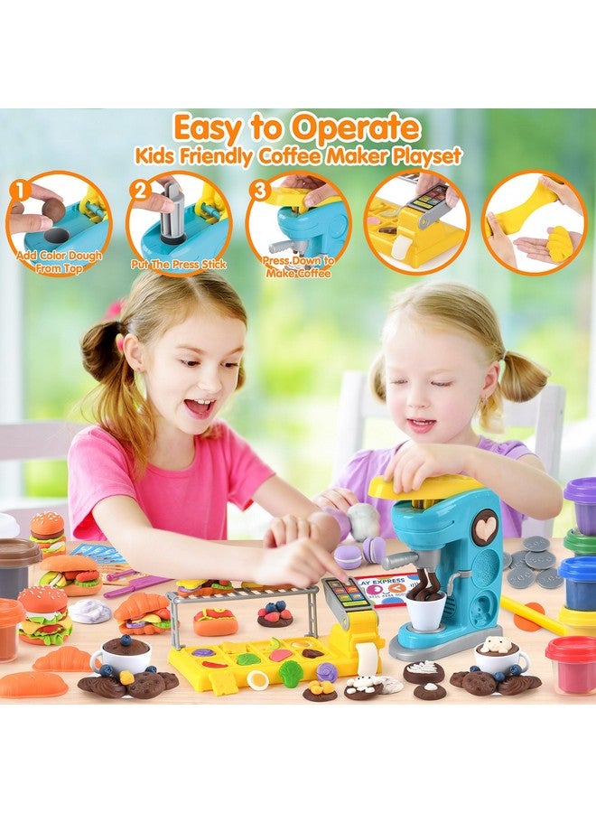 PLAY Color Dough Sets for Kids 2-4 4-8, Play Kitchen Creation Cafe Dough Toy Sets, Color Dough Tools, Coffee Maker Set Dough, Arts and Crafts Clay for Girls Boys, 8 Cans of Modeling Compound - Image 3