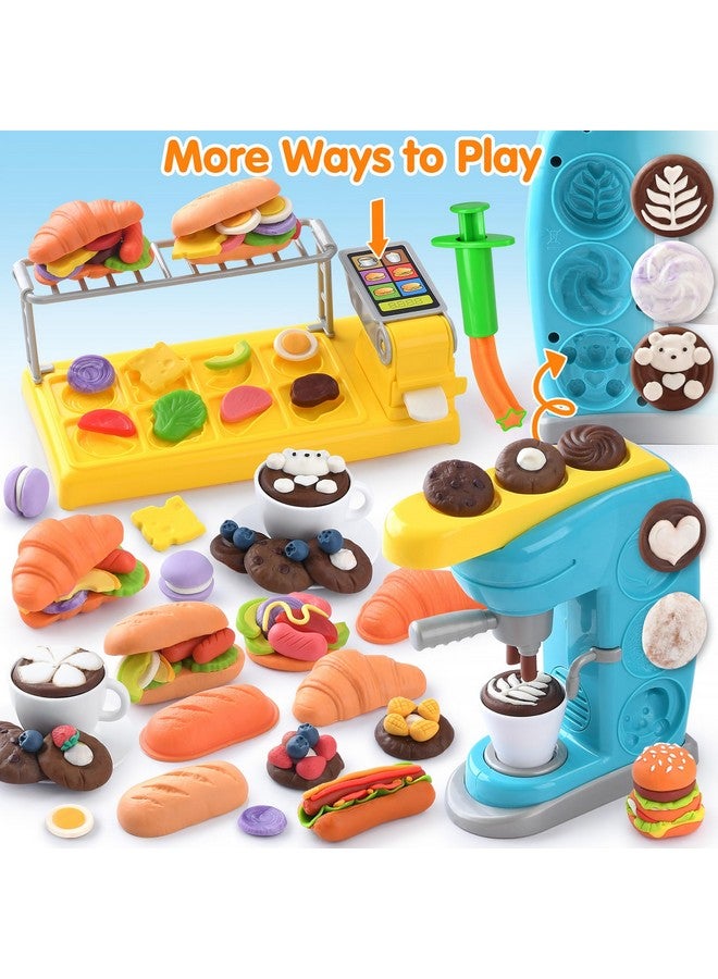 PLAY Color Dough Sets for Kids 2-4 4-8, Play Kitchen Creation Cafe Dough Toy Sets, Color Dough Tools, Coffee Maker Set Dough, Arts and Crafts Clay for Girls Boys, 8 Cans of Modeling Compound - Image 4