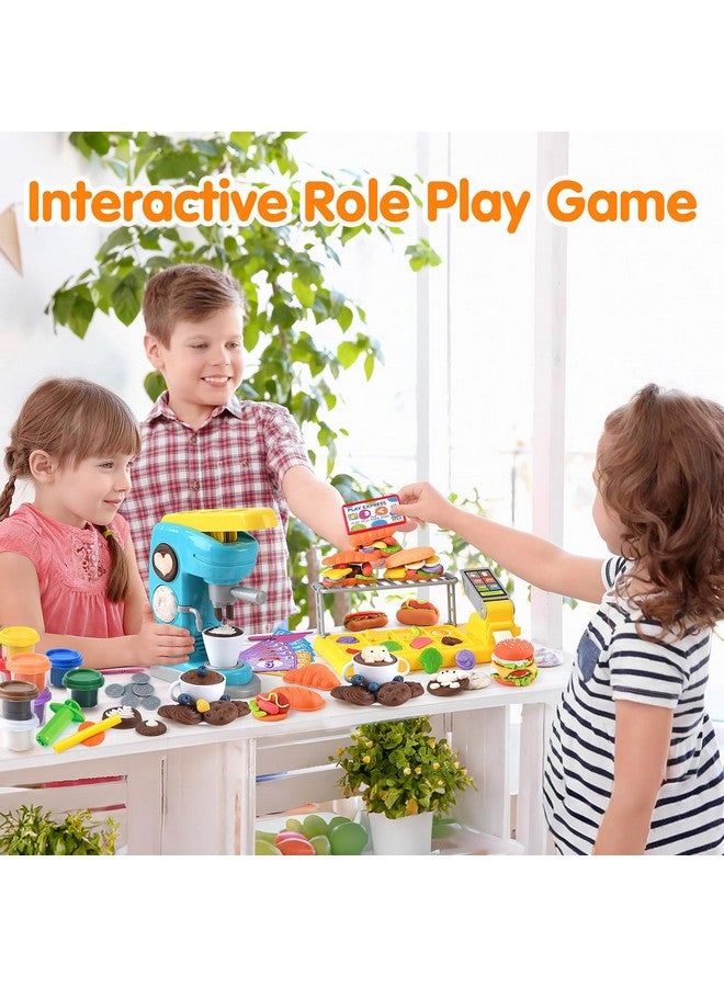 PLAY Color Dough Sets for Kids 2-4 4-8, Play Kitchen Creation Cafe Dough Toy Sets, Color Dough Tools, Coffee Maker Set Dough, Arts and Crafts Clay for Girls Boys, 8 Cans of Modeling Compound - Image 2