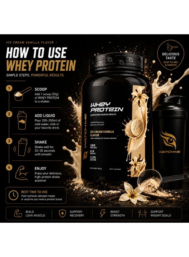 Watchme Whey Protein, Ice Cream Vanilla Flavor, 30 Servings - Image 2