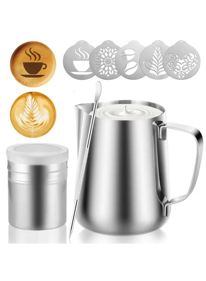 Stainless Steel Milk Frothing Pitcher Set 350ml With Espresso Cup Latte Art Pen - Image 1