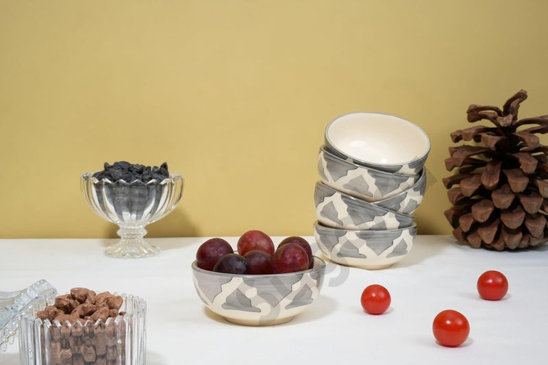 Sugalsu Cereal Bowls Ceramic Soup Bowls Set of 6125ML Colorful Soup and Salad Bowls for Kitchen Bowl Set for Cereal Salad Dessert Ice Cream Soups Noodles Snacks Dal Curry Grey - Image 5