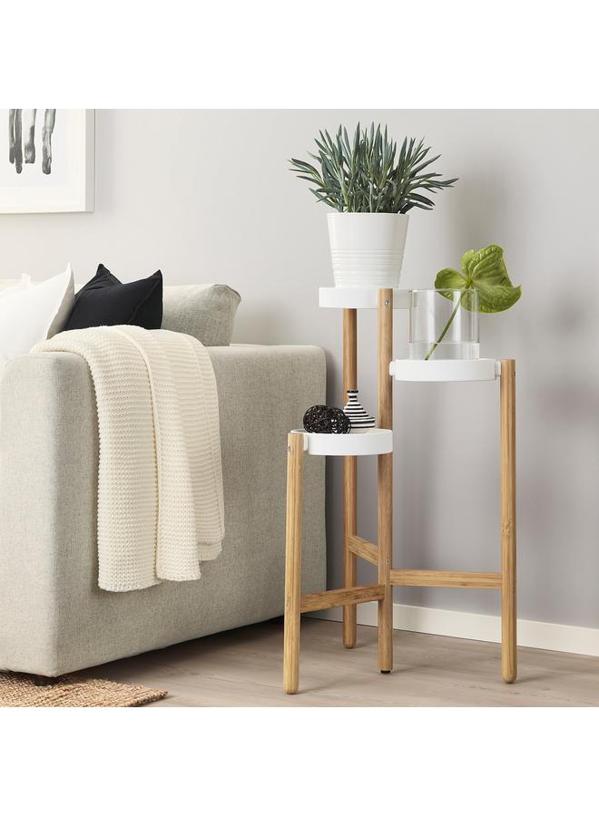 Zaboon Plant Stand, Bamboo/White, 78 Cm - Image 2