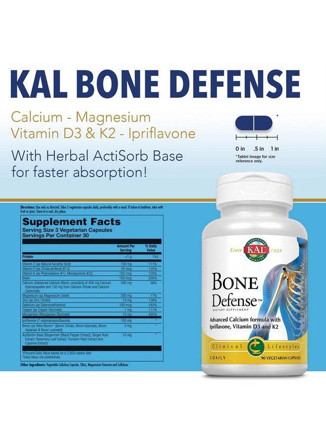 KAL Bone Defense ; Healthy Bone Strength And Density Supplement ; Calcium Vitamin D3 And K2 Magnesium ; 90Ct 30 Serv. - Image 3
