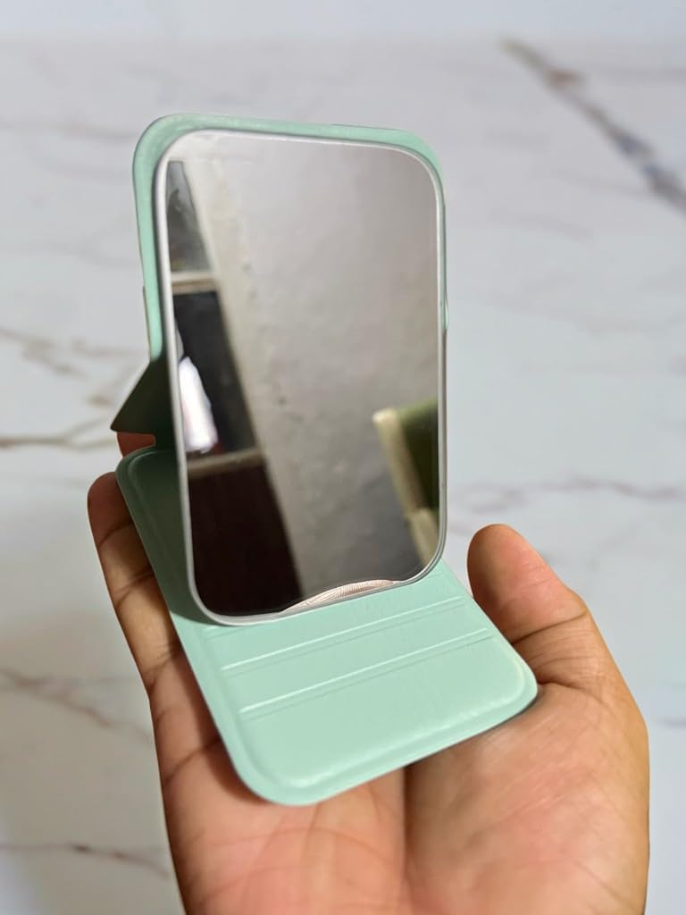 ONICORN Portable Folding Makeup Mirror – Ultra-Thin & Lightweight Travel Mirror | Compact 10.5 x 7 cm for Pocket, Purse, Camping, Home & Office (Green, Pack of 1) - Image 3