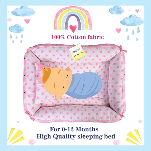 Kwitchy Baby Bedding Set New Born Baby Bed | Mattress | Luxury | Mosquito Net | Reversible | Cotton | Infant | Toddler | Boys & Girls (0-12 Months, Single Size) (Pink) - Image 5