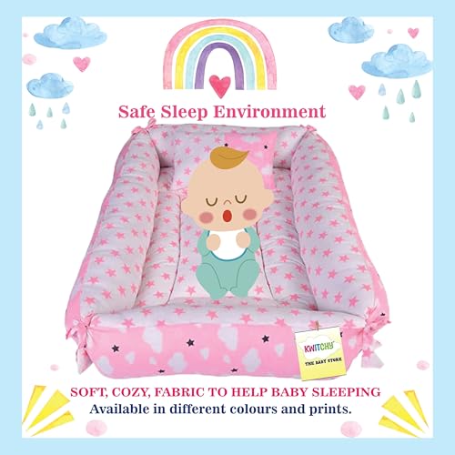 Kwitchy Baby Bedding Set New Born Baby Bed | Mattress | Luxury | Mosquito Net | Reversible | Cotton | Infant | Toddler | Boys & Girls (0-12 Months, Single Size) (Pink) - Image 2