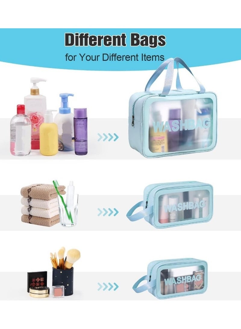 شنطة شفافة لمستحضرات التجميل 3 قطع - مستحضرات تجميل للسفر للنساء والبنات - شنطة مكياج للسفر - شنط ادوات الزينة الصغيرة بلاستيك PVC - شنطة غسيل مستحضرات تجميل مقاومة للماء مكياج بسحاب للنساء - Image 5