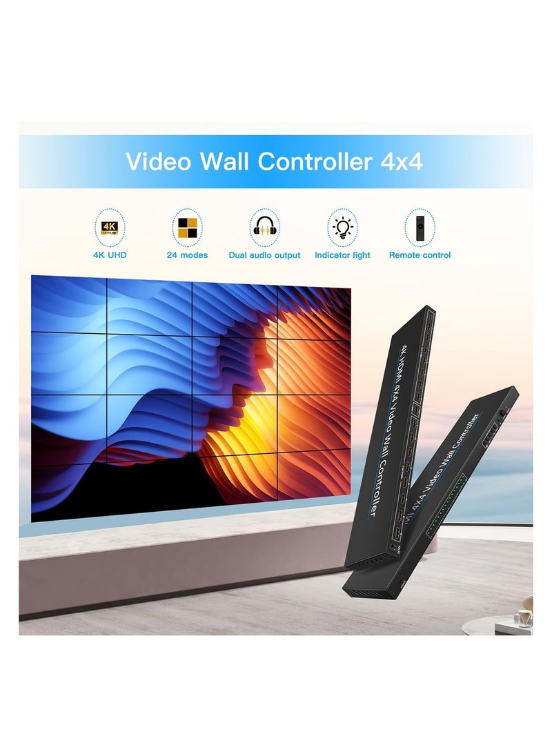 Generic - AvvA 4K HDMI Video Wall Controller 4x4 16 Ways TV Processor Large Screen Video Splicer Box 2x2 2x3 3x3 5X2 6X2 5X3 2X7 2x6 3x4 4X3 Multi Video Screen Processor Splicer - Image 1