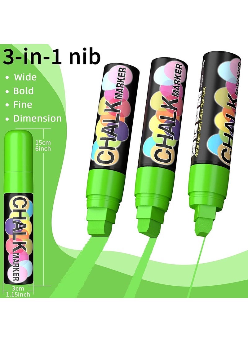 Jumbo Chalk Window Markers for Cars Glass Washable - 8 Colors Liquid Chalk Markers Pen With 15mm Wide Tips, Chalkboard Markers, Window Paint Markers For Car Decoration, Auto Glass, Poster, Business - Image 2