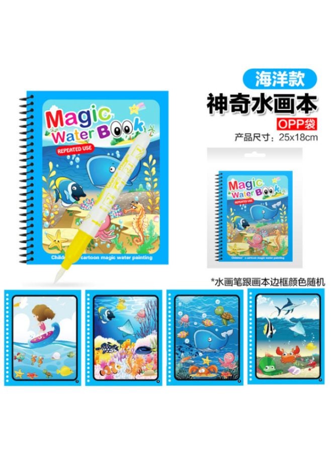 Set of 3 Watercolor Coloring Books with Pen for Kids to Learn Coloring and Drawing - Image 3