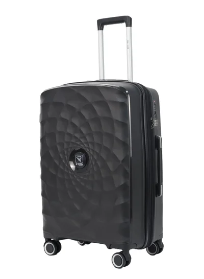 ريفلكشين Paris 24 Inch Black Suitcase Luggage Trolley Bag  with Durable and Lightweight PP Hardshell 3 Level Telescopic Handle 4 Quiet 360° Wheels and TSA Lock