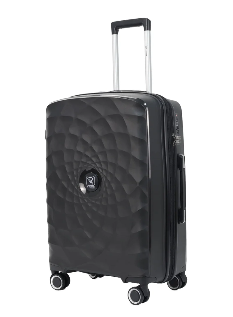 ريفلكشين Paris 24 Inch Black Suitcase Luggage Trolley Bag  with Durable and Lightweight PP Hardshell 3 Level Telescopic Handle 4 Quiet 360° Wheels and TSA Lock