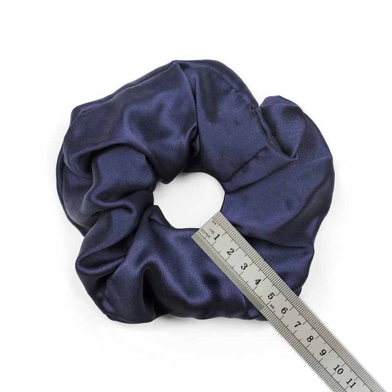 LILYSILK Silk Hair Scrunchies for Frizz & Breakage Prevention 100% Mulberry Silk Hair Ties No Damage Elastic Silk Ponytail Holders, Navy Blue, 4PC - Image 2