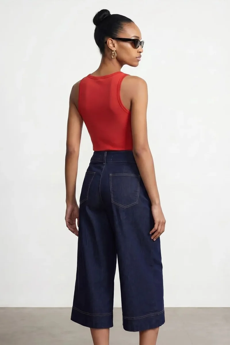 Dilvin Red DILVIN Embroidered Sleeveless Slim-Fit Jersey Blouse for Women | Best Price UAE