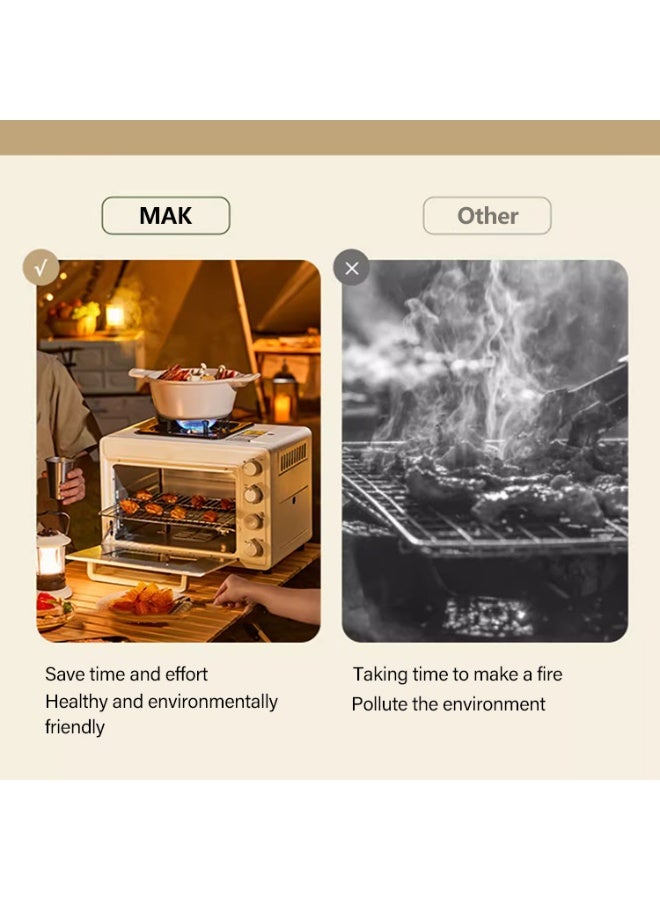 بلو فاير فرن غاز مخيم محمول للخارج: فرن كبير سعة 25 لتر مع عازل من الفولاذ المقاوم للصدأ وموقد بقوة 2.7 كيلوواط للخبز والبيتزا والشوي والقلي والغلي | مثالي للتخييم والشواء والنزهات العائلية - Image 4