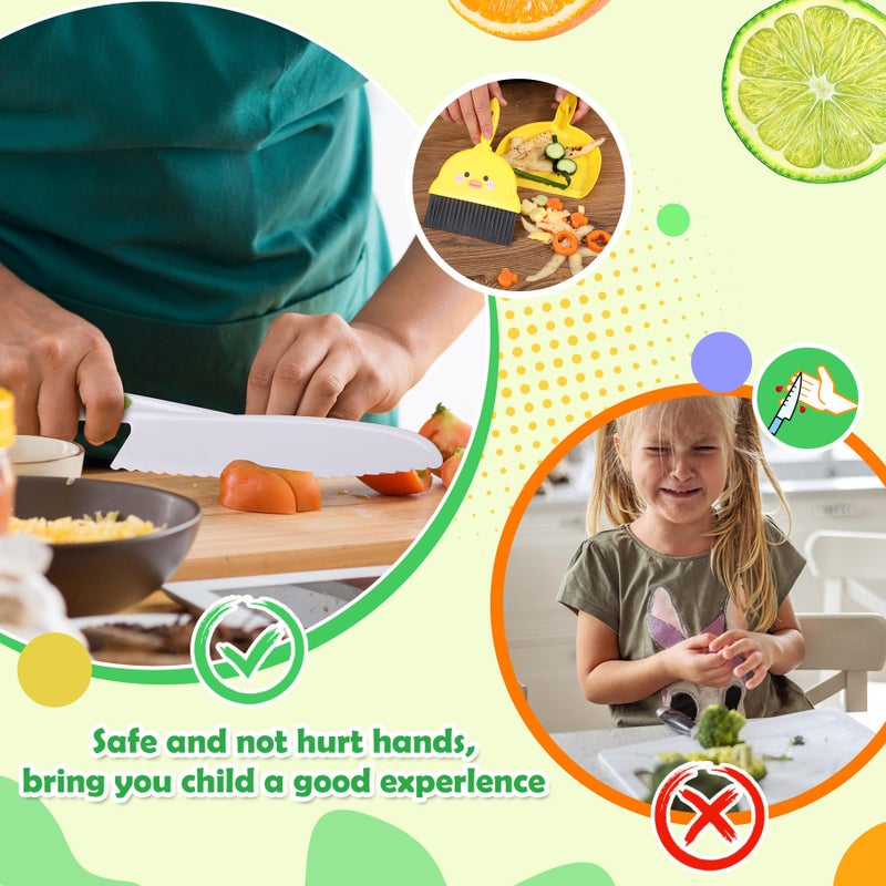 Salufo 14 Piece Montessori Kids Knife Set for Real Cooking - Safe Plastic & Wooden Kitchen Tool Gift for Toddler Age 2-9 | Learning Toy with Crinkle / Sandwich Cutter & Cutting Board, Birthday - Image 2