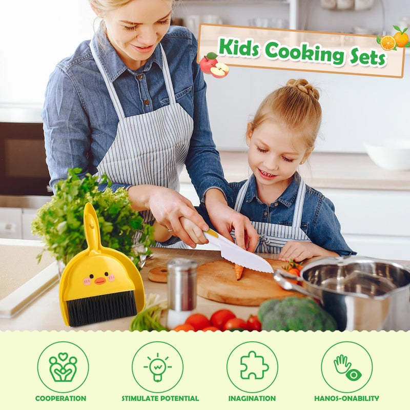 Salufo 14 Piece Montessori Kids Knife Set for Real Cooking - Safe Plastic & Wooden Kitchen Tool Gift for Toddler Age 2-9 | Learning Toy with Crinkle / Sandwich Cutter & Cutting Board, Birthday - Image 5