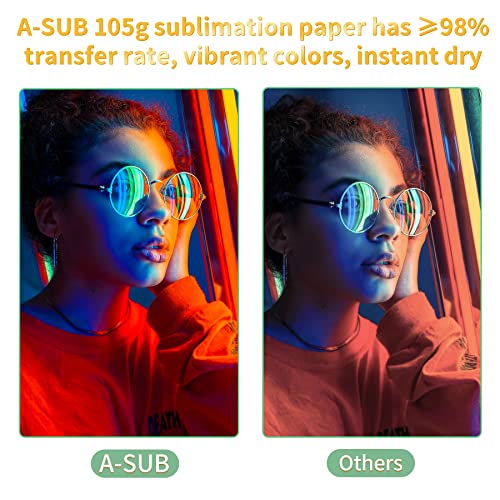 A-SUB ASUB Sublimation Paper 150 Sheets Heat Transfer Paper 85x11 inch Compatible with Inkjet Sublimation Printer 105g - Image 3