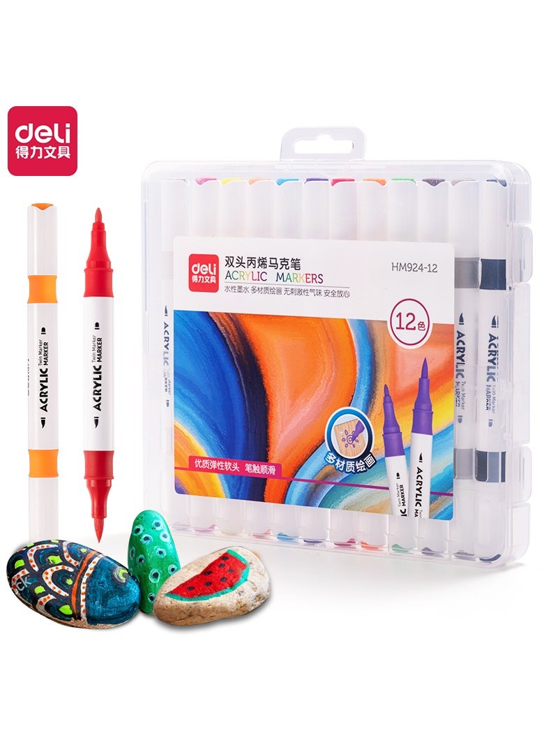 ديلي مجموعة أقلام أكريليك HM924-12، 12 قطعة – مثالية للرسم الإبداعي على أسطح متعددة