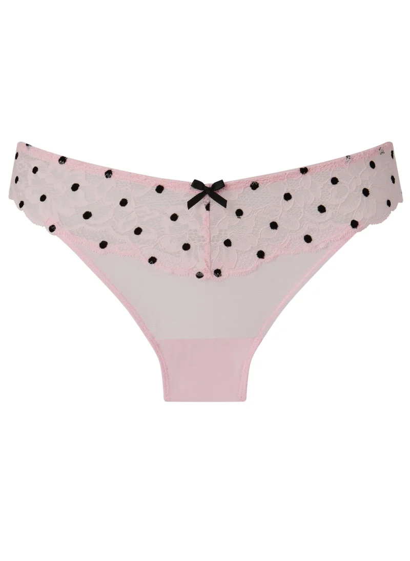 Ann Summers Pale Pink Ann Summers Sexy Lace Flocked Spot Thong for Women | Best Price UAE