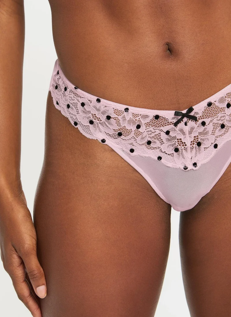 Ann Summers Pale Pink Ann Summers Sexy Lace Flocked Spot Thong for Women | Best Price UAE