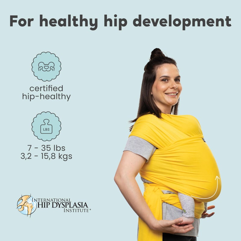 Cuddle Bug CuddleBug Baby Wrap Sling + Carrier - Newborns & Toddlers up to 36 lbs - Hands Free - Gentle, Stretch Fabric - Ideal for Baby Showers - One Size Fits All (Yellow) - Image 3
