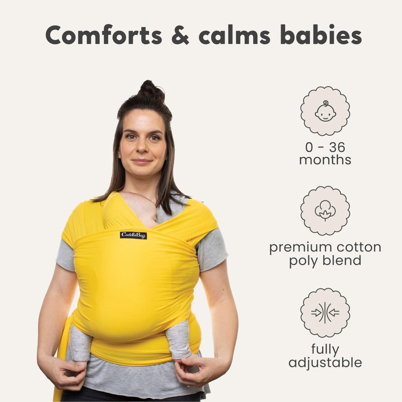 Cuddle Bug CuddleBug Baby Wrap Sling + Carrier - Newborns & Toddlers up to 36 lbs - Hands Free - Gentle, Stretch Fabric - Ideal for Baby Showers - One Size Fits All (Yellow) - Image 2
