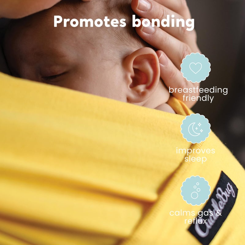 Cuddle Bug CuddleBug Baby Wrap Sling + Carrier - Newborns & Toddlers up to 36 lbs - Hands Free - Gentle, Stretch Fabric - Ideal for Baby Showers - One Size Fits All (Yellow) - Image 4