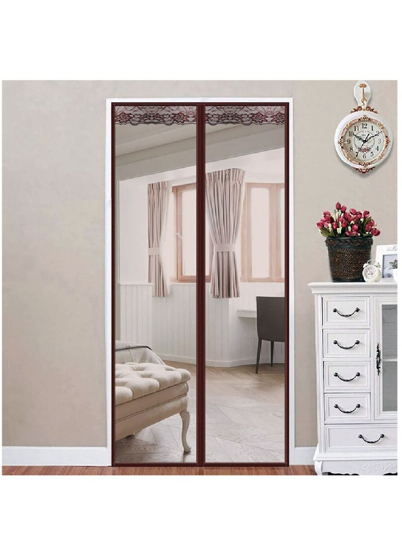 SYOSI Magnetic Screen Door, Polyester Fly Screens Doors, Mosquito brown Door Net, Anti Mosquito Fly Mesh Curtain, Door Fly Screen Mesh, Magnetic Fly Mesh Nets for Doors - Image 2