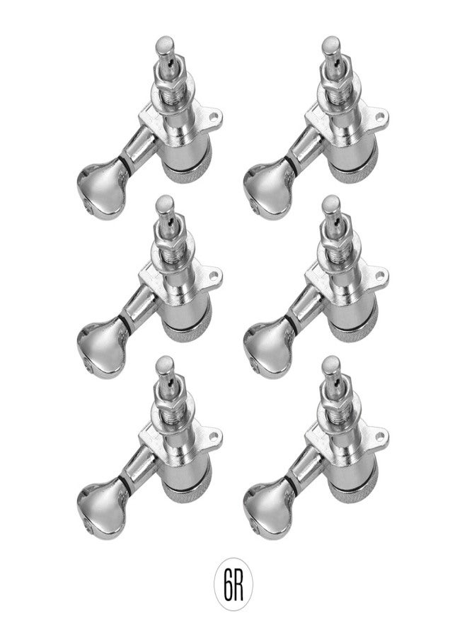 Electric Guitar Machine Heads Knobs String Tuning Pegs Locking Tuners Pack of 6 Pieces 6R with Mounting Screws and Ferrules Silver - Image 5