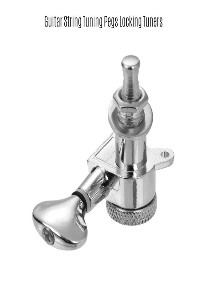 Electric Guitar Machine Heads Knobs String Tuning Pegs Locking Tuners Pack of 6 Pieces 6R with Mounting Screws and Ferrules Silver - Image 3