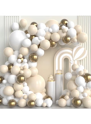 108-pcs Vintage Sand White Gold Latex Decorative Balloon Arch Garland Set - Perfect for Graduation Baby Shower Wedding Birthday Bachelorette Party Backdrop Decoration - Suitable for Indoor and Outdoor - view 5
