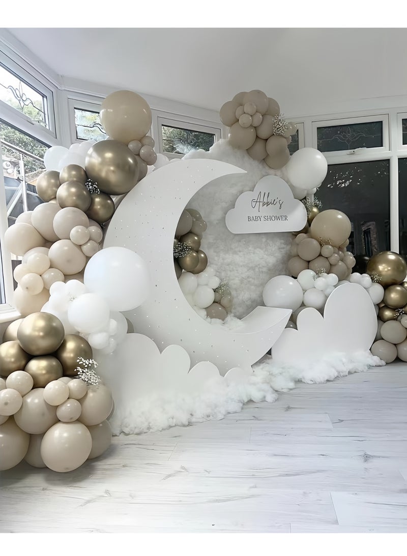 عالم البالونات مجموعة من 108 قطعة من أقواس البالونات المزخرفة المصنوعة من اللاتكس باللون الأبيض الرملي الذهبي العتيق - مثالية لحفلات التخرج وحفلات استقبال المولود وحفلات الزفاف وأعياد الميلاد وحفلات توديع العزوبية - مناسبة للاستخدام الداخلي والخارجي - Image 3