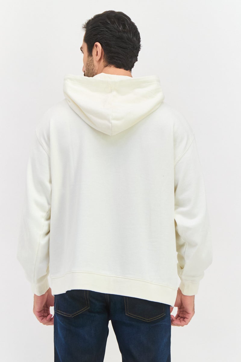 Wrangler Men Hooded Long Sleeve Embroidered Logo Sweatshirt, Off White - Image 2