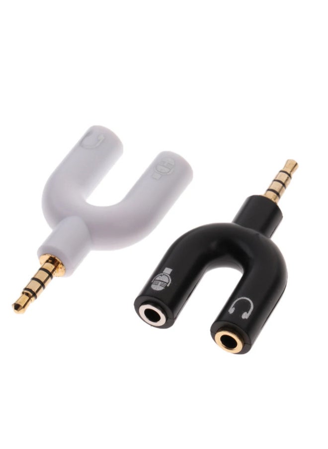 Generic 3.5 Audio Female To Audio Adapter U-shaped One-Two Wired Headset Microphone For huawei-Interface Form:Yellow  - Image 1