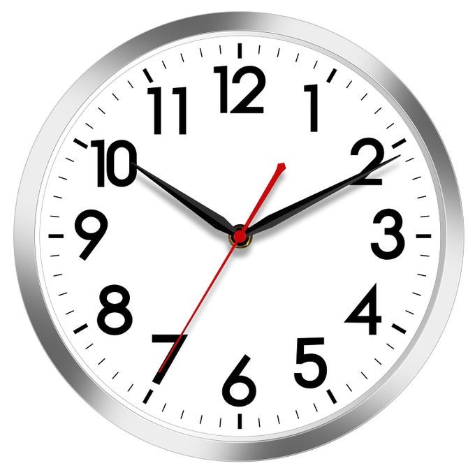 WALL CLOCK 10 INCH SILENT WALL CLOCKS BATTERY OPERATED NON TICKING MODERN SILVER CLOCK DECORATIVE FOR KITCHEN BATHROOM BEDROOM LIVING ROOM OFFICE HOMESILVER