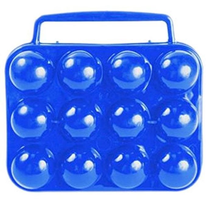 Camco Egg Carrier Holder with Built-in Handle | Ideal for RVing, Camping, Tailgating, Picnics, Road Trips and More | Safely Carry Up to 12 Eggs | Blue (51015)