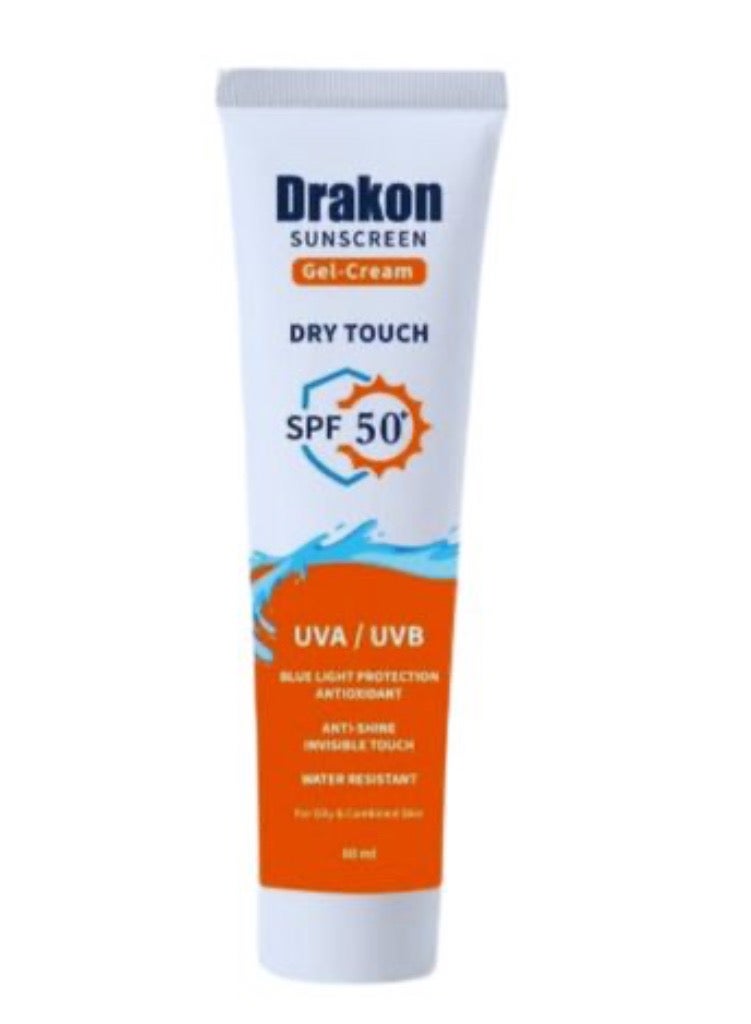 DRAKON Sunscreen Dry Touch SPF50 gel cream 60ml sunblock - Image 1