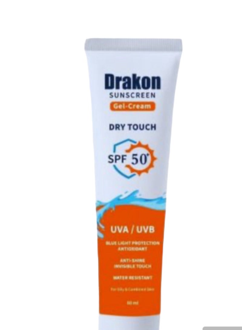 DRAKON Sunscreen Dry Touch SPF50 gel cream 60ml sunblock - Image 2