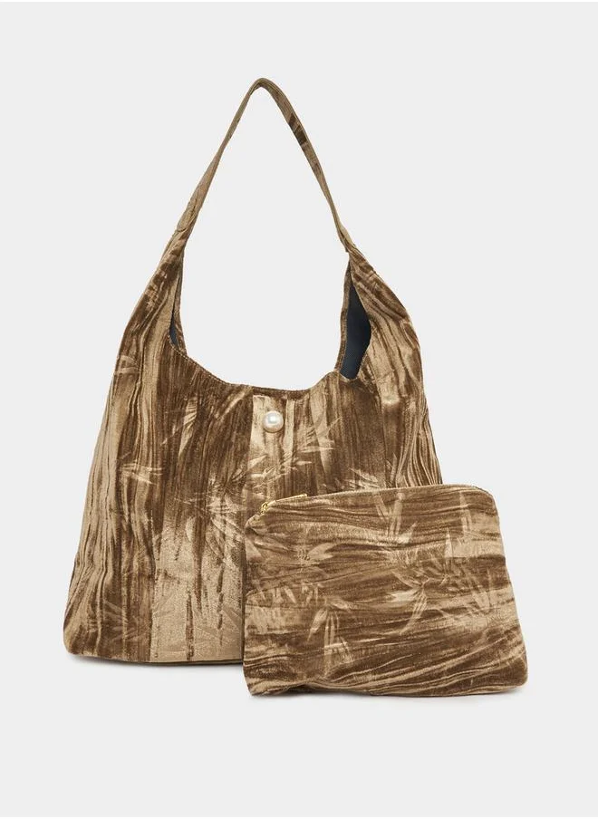 Styli Patterned Shoulder Bag with Pouch