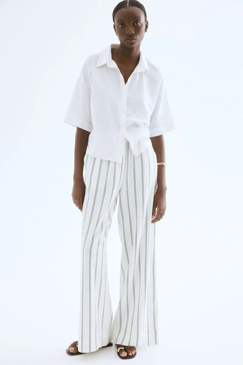 H&M Wide linen-blend trousers