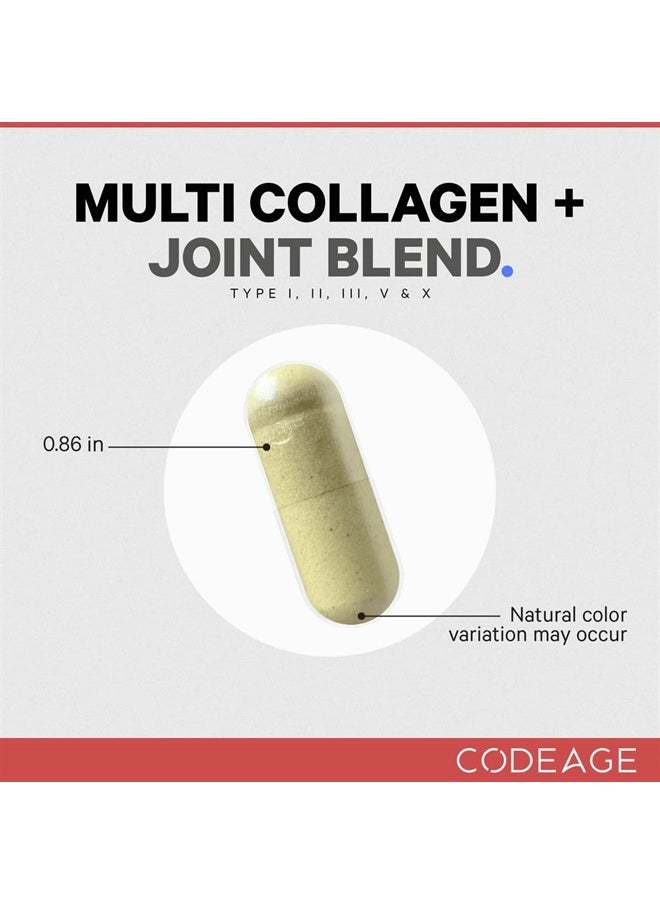 Codeage مكمل غذائي متعدد البروتينات الكولاجينية + مزيج المفاصل، حمض الهيالورونيك، البروميلين، الكركم، الزنجبيل، البوسويليا، محلل - 5 أنواع من الكولاجين الكل في واحد، دعم المفاصل والعظام، 90 كبسولة  - Image 5