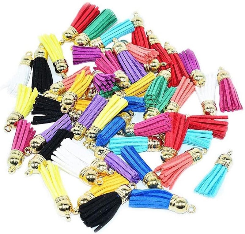 SNOOGG Tassel Charms Velvet Tassel Pendant Colourful Beads Tassels Bag Handbag Keyring Cell Phone Straps Jewellery Charms - Image 1