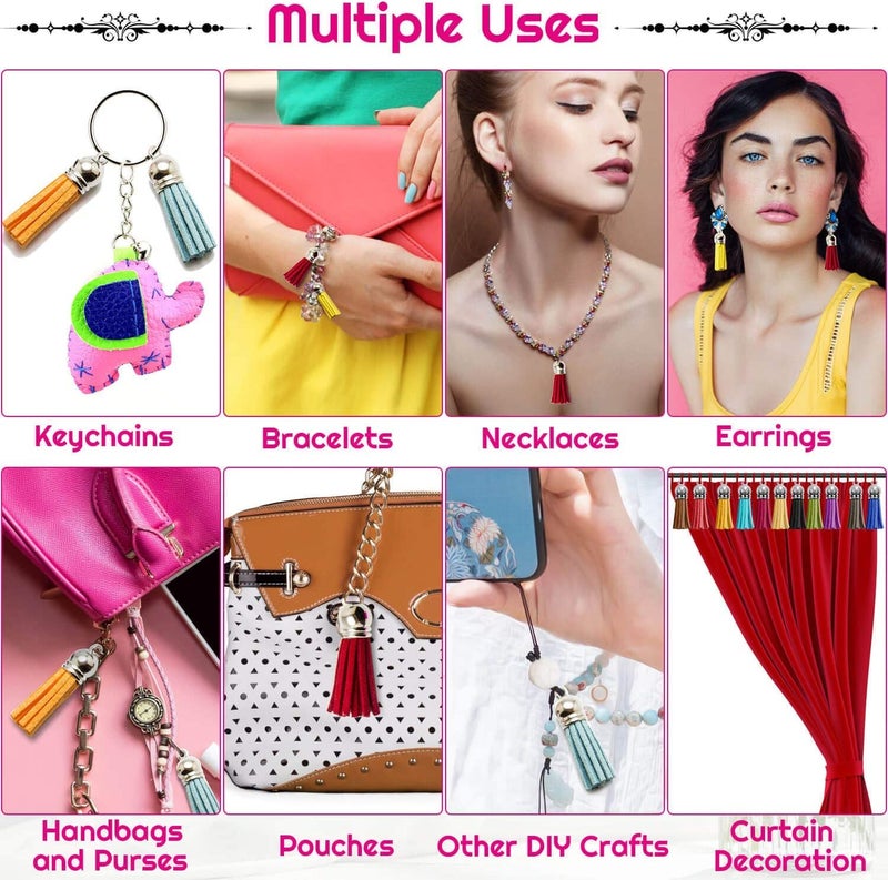 SNOOGG Tassel Charms Velvet Tassel Pendant Colourful Beads Tassels Bag Handbag Keyring Cell Phone Straps Jewellery Charms - Image 4