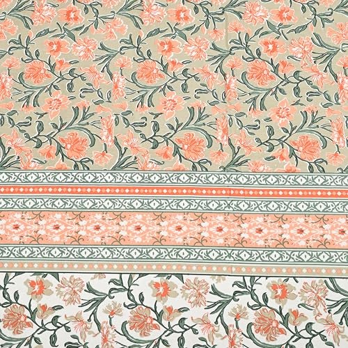 EasyGoods® 100% Pure Cotton Jaipuri Bedsheet with Pillow Covers | Soft & Breathable Fabric | Traditional Floral Print | Cotton Bedsheet (Orange 2, Single) - Image 4