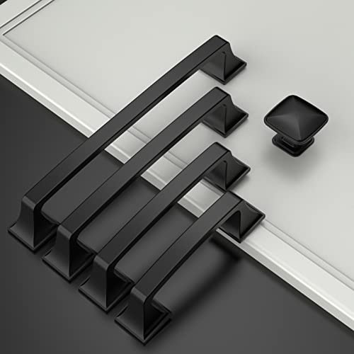 Amerdeco 10 Pack Matte Black 3-3/4 Inch(96mm) Hole Centers Kitchen Cabinet Pulls Hardware Kitchen Handles for Cabinets Cupboard Handles Drawer Pulls - Image 2