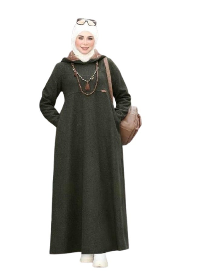Long winter wool dress for veiled women – modest and comfortable design for winter - Image 1