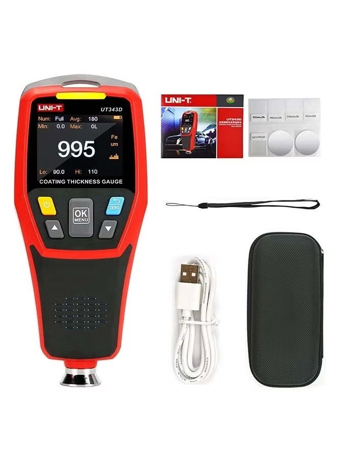 يوني تي UNI-T UT343D مقياس سمك الطلاء الرقمي نطاق اختبار 0 إلى 1250um مع وظيفة بيانات USB - Image 1